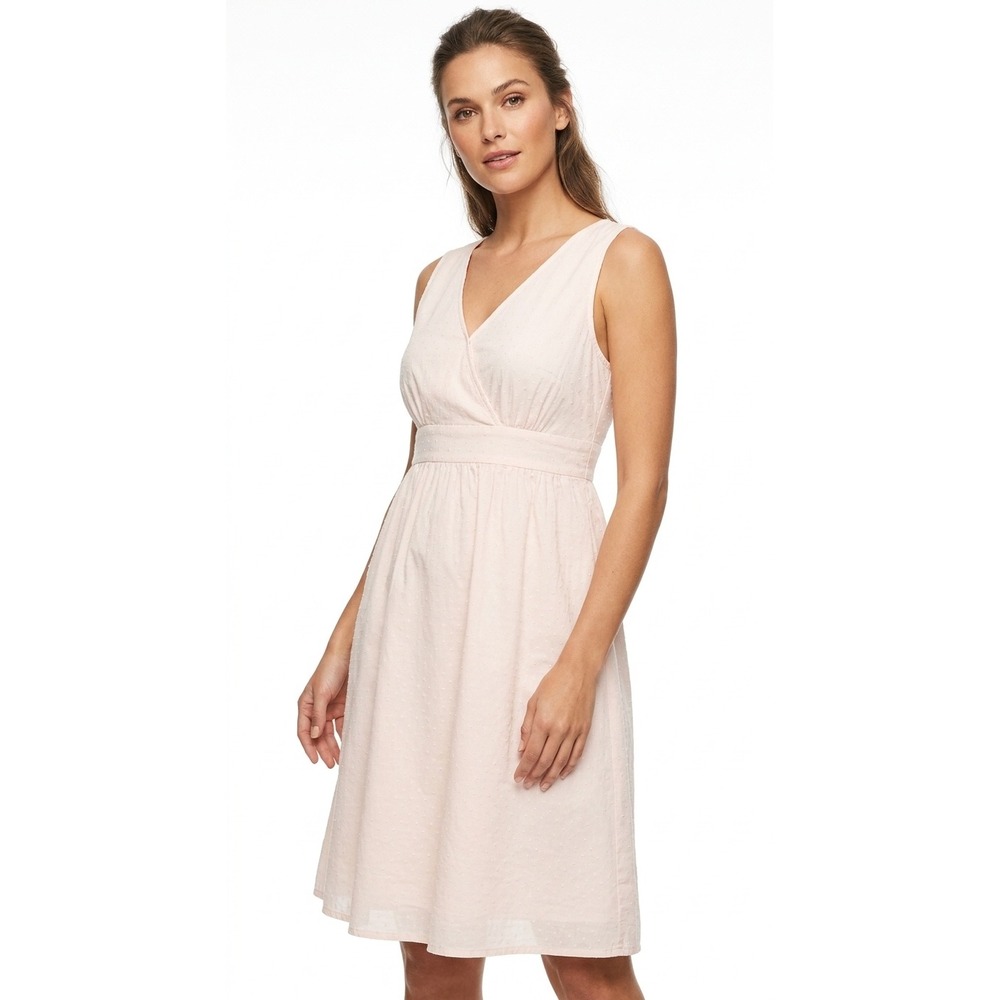 GH Bass & CO Women's V Neck Empire Waist Sleeveless Dress Size 8 100% Cotton